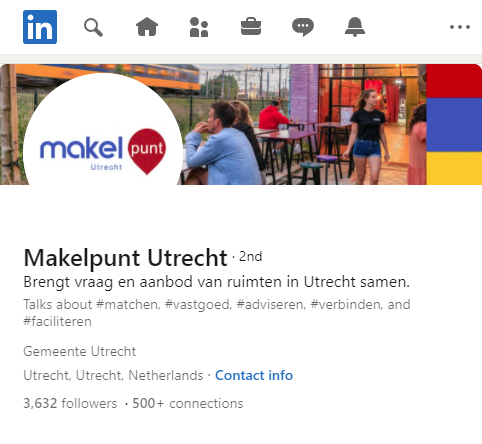 Screenshot van LinkedIn pagina van Makelpunt Utrecht